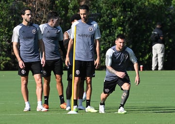 Argentina's Lionel Messi trains with Inter Miami CF teammates.